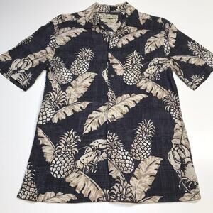 BATICK BAY Mens Small Black Tan Hawaiian Shirt